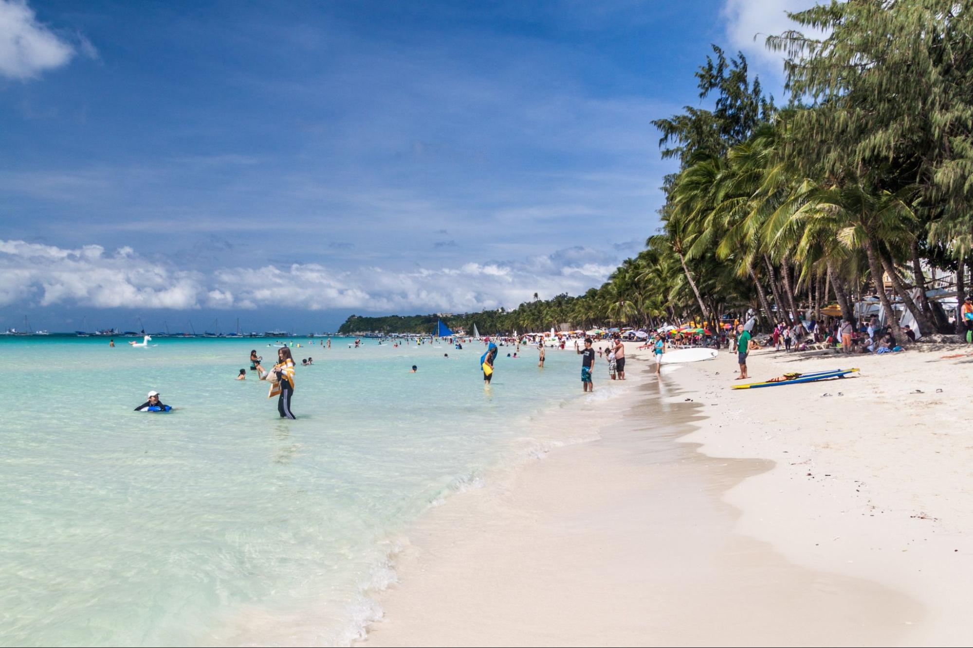 View of the White Beach at Boracay island, Philippines View of the White Beach at Boracay island, Philippines