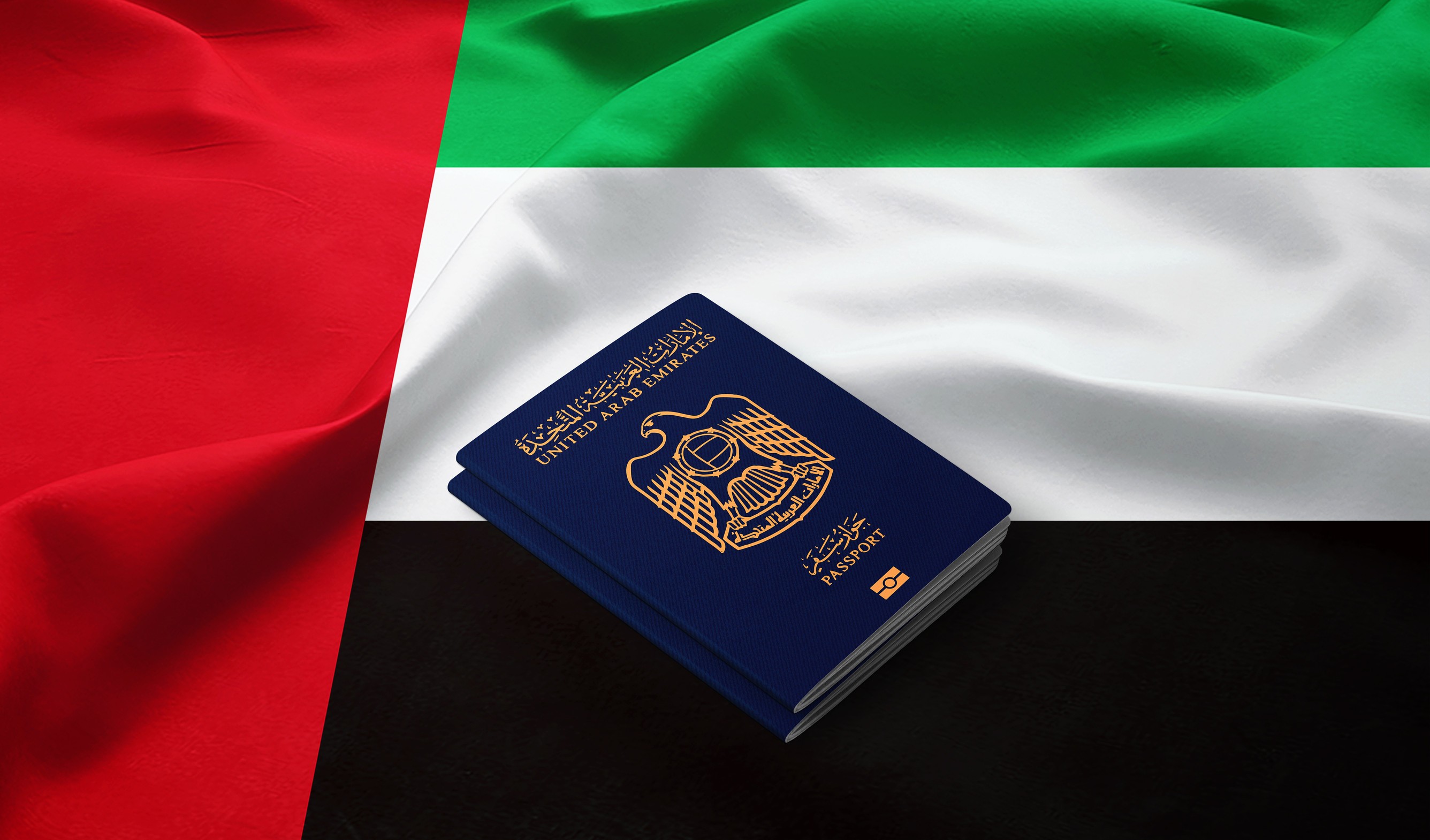 UAE passport on national flag