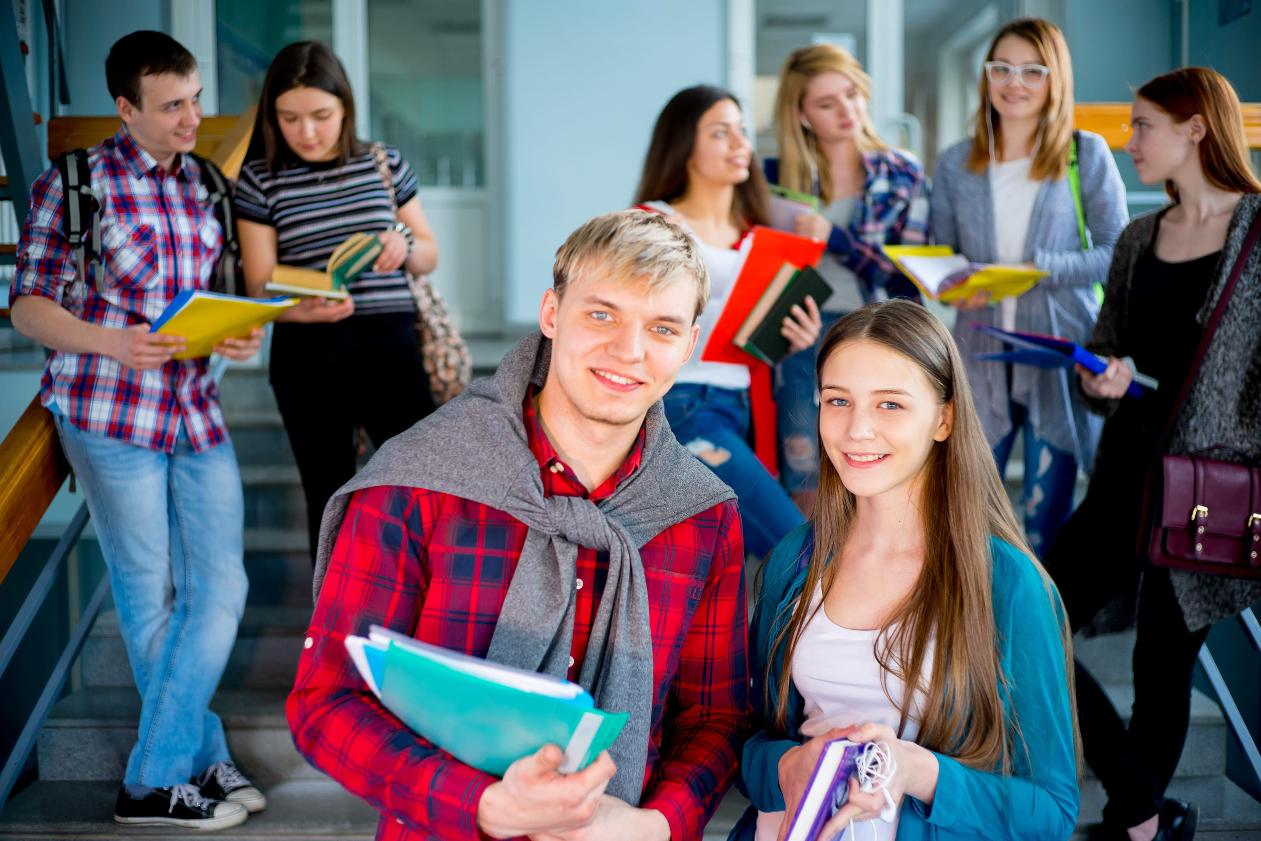 University Students On The Stairway